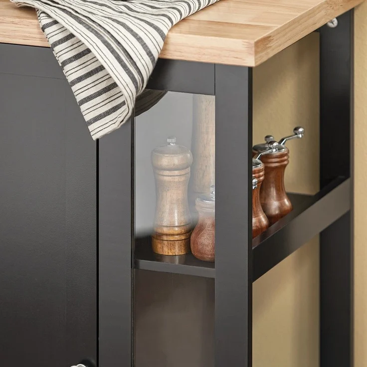 SoBuy FKW75-SCH Kücheninsel, MDF, Lackiert, Schwarz, 60 x 40 x 90 cm – Bild 4