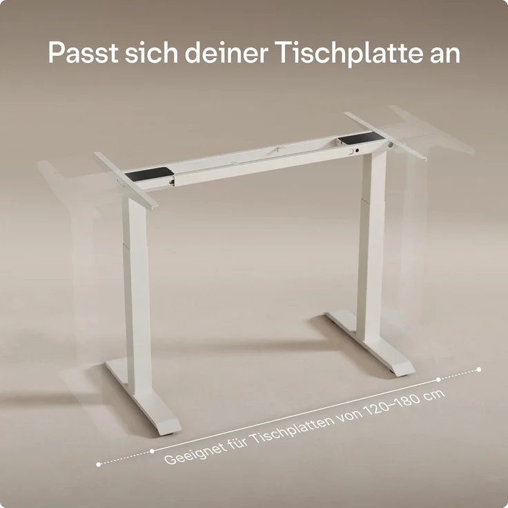 Desktronic Elektrisch Höhenverstellbarer Schreibtischgestell HomeOne , Weiß, mit Memory-Funktion, Anti-Kollisions Technologie, USB-A und USB-C-Ladeanschlüssen – Bild 2