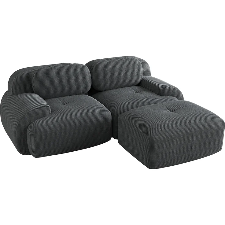 Ecksofa, aus weichem Cordstoff modular kombinierbar mit gebogenen Armlehnen ohne Montage hochelastische Schaumstoffpolsterung für Wohnzimmer Ruhezonen und Schlafzimmer, Cordstoff, Grey – Bild 4