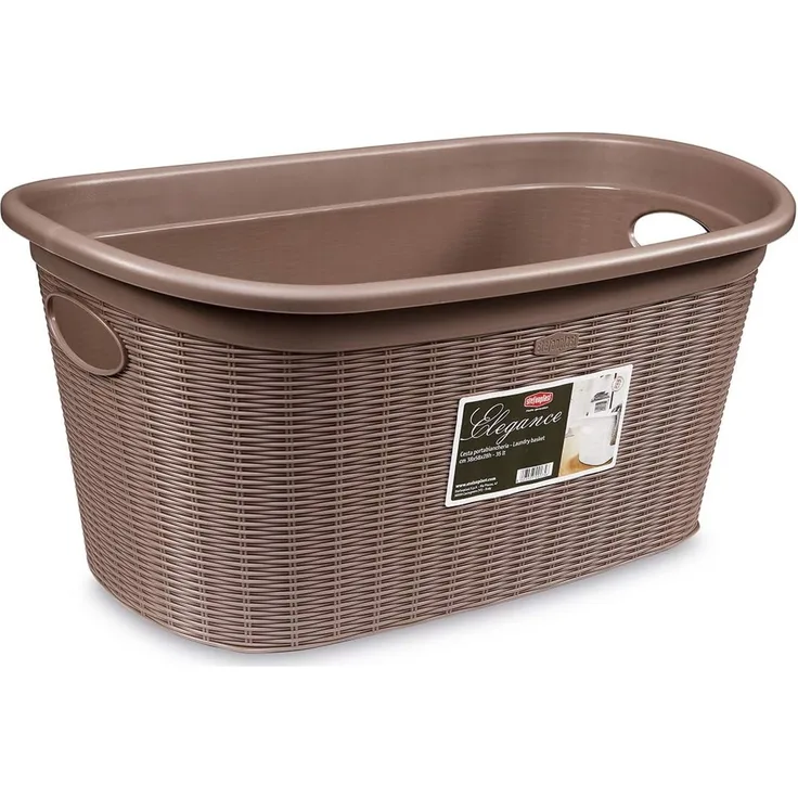 Stefanplast Elegance Wäschekorb, Kunststoff, Taupe, 38 x 58 x 28 cm