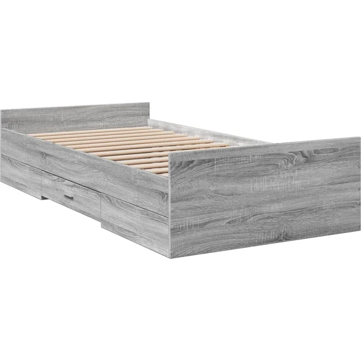 vidaXL Bettgestell mit Schubladen Grau Sonoma 75x190 cm Holzwerkstoff 3280354 – Bild 3