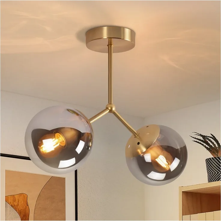 Nettlife Deckenleuchte Glas Schwarz Vintage 3/5 flammig E27 Industrial Flurlampe, LED wechselbar, Deckenlampe für Wohnzimmer Schlafzimmer