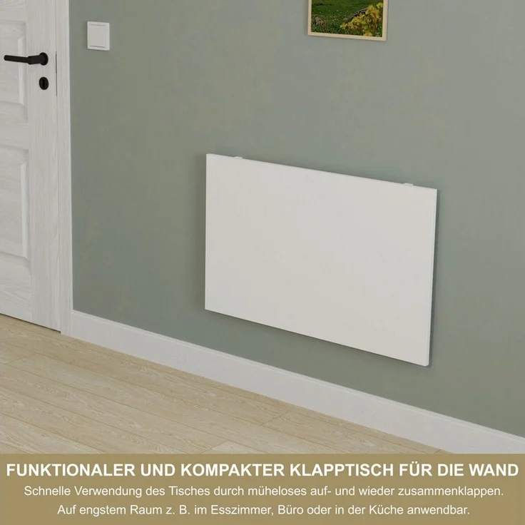 KDR Wandklapptisch 80x50 cm Weiß – Klappbarer Tisch zur Wandmontage – als Esstisch, Schreibtisch, Küchentisch oder Arbeitsplatz – Platzsparend & vielseitig einsetzbar – Bild 3