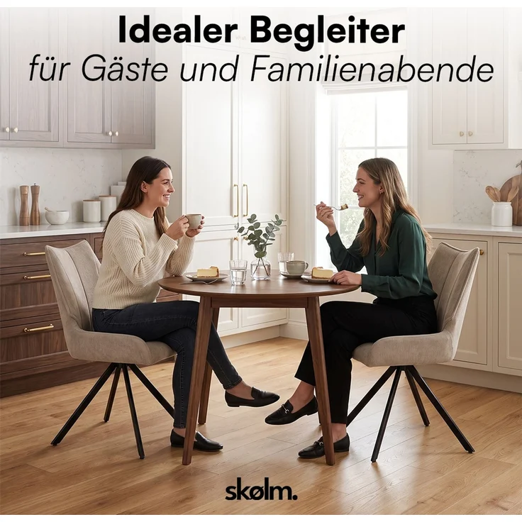 skølm 'Freyja' Esszimmerstühle, 2er Set, hellbraun, gepolsterter Leinenbezug, höhenverstellbar & drehbar, Polsterstühle mit Armlehnen – Bild 9
