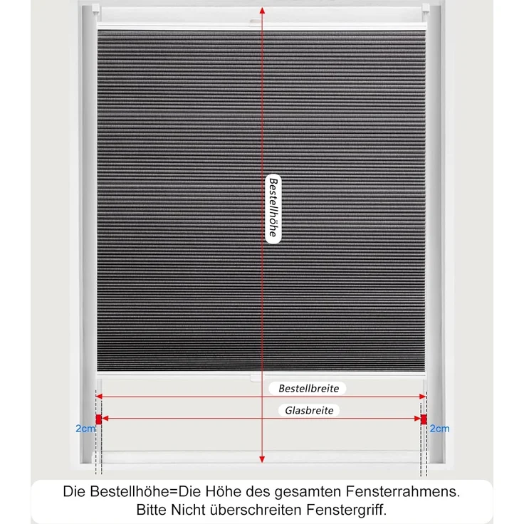 WOLTU Wabenplissee ohne Bohren Verdunklung Thermo Doppelplissee Klemmfix Zweifarbig 90x120 cm Dunkelgrau-Weiß, Plissee Faltrollo Sonnen-, Sicht- & Schallschutz, Jalousie Plisseerollo für Fenster & Tür – Bild 6