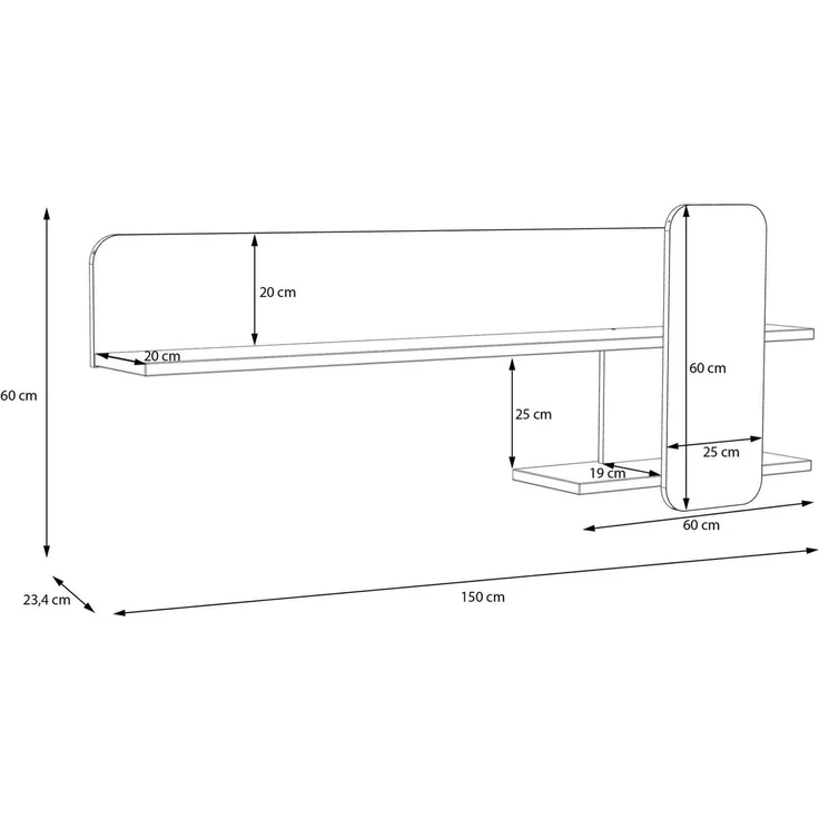 Wandboard Venedig / Vodol, Holzwerkstoff, Beige, 150 x 60 x 23 cm – Bild 3