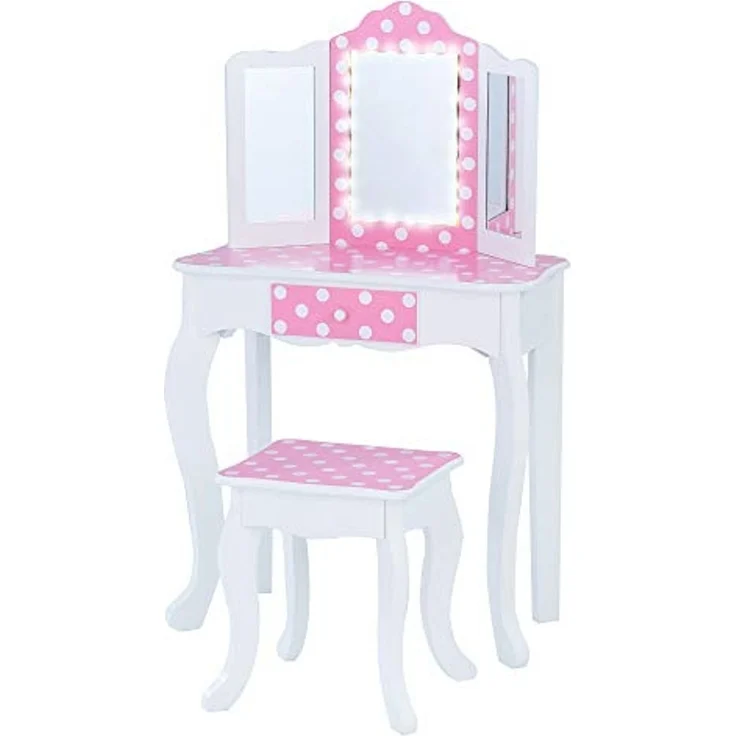 Fantasy Fields Kinder Schminktisch mit Spiegel und Hocker Mit Lichtern Rosa TD-11670FL – Bild 1