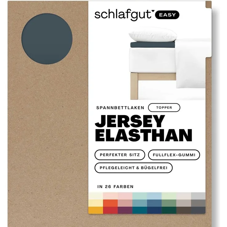 Schlafgut Spannbettlaken EASY Jersey Elasthan Topper, Jersey, Gummizug: rundum, (1 Stück), MADE IN GREEN by OEKO-TEX®