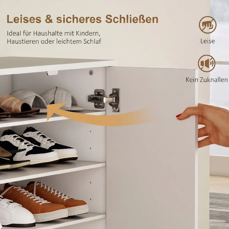 HOMCOM Schuhschrank, Spanplatte, Weiß, 70L x 35B x 108H cm – Bild 6