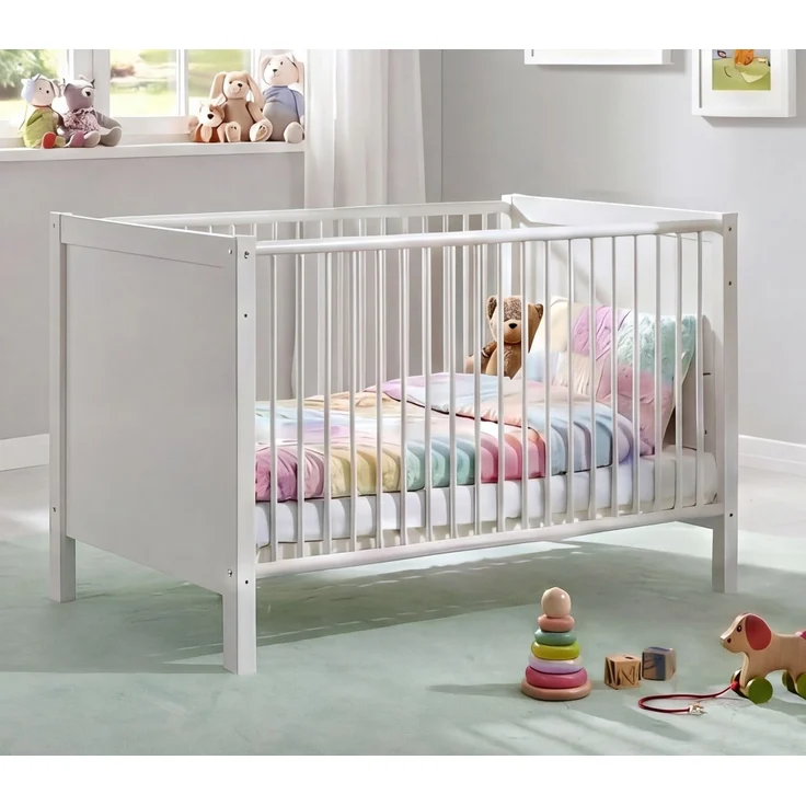 Babyzimmer-Set Kinderzimmer Babybett Wickelkommode Kleiderschrank 90 cm in Weiß – Bild 6