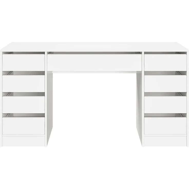Bellamio 'Nore' Schreibtisch mit 9 Schubladen, weiß, 75x53x145 cm, Computertisch mit extra viel Stauraum – Bild 8