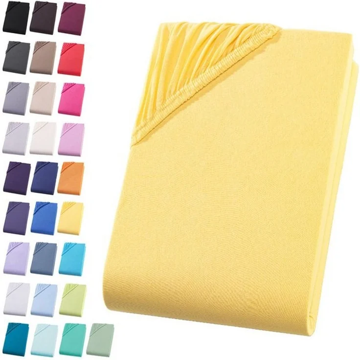 Visaggio Spannbettlaken Jersey aus 100% Baumwolle Spannbetttuch Bettlaken, Jersey, Gummizug: rundum, Spannbettlaken, für Matratzenhöhen bis 22 cm, Steghöhe 30 cm – Bild 4