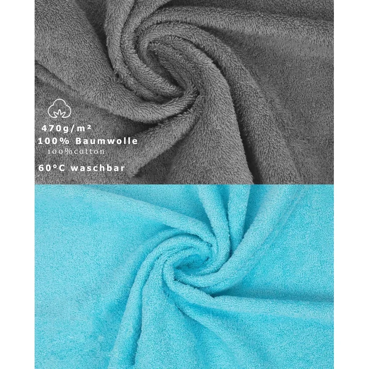 Betz Waschhandschuh 10 Stück Premium 16x21 cm Farbe anthrazit und türkis, (10-St) – Bild 8