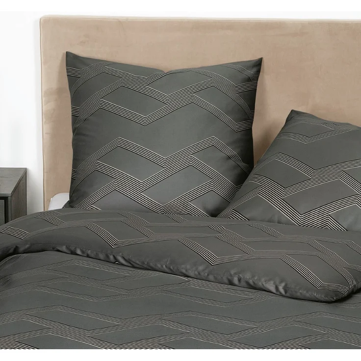 Bettwäsche Janine Mako Satin J.D. 87082-48 Zick Zack anthrazit 135x200 – Bild 3