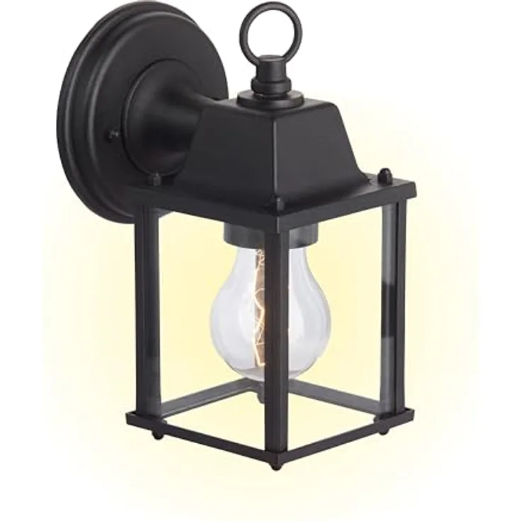 BRILLIANT Irvin Außenwandleuchte Schwarz, wetterfeste hängende Wandlampe mit IP23, E27 Fassung für LED-Leuchtmittel, Metall/Glas für Hauswand, Terrasse & Garten