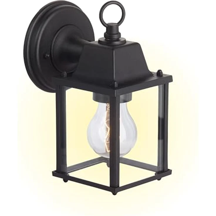BRILLIANT Irvin Außenwandleuchte Schwarz, wetterfeste hängende Wandlampe mit IP23, E27 Fassung für LED-Leuchtmittel, Metall/Glas für Hauswand, Terrasse & Garten – Bild 1