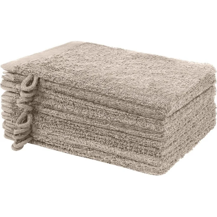 NatureMark Waschhandschuh 10er-Set Frottier Waschhandschuhe, 100% Baumwolle (10-St), Premium Frottier Waschhandschuhe, 15x21cm, Sand – Bild 1