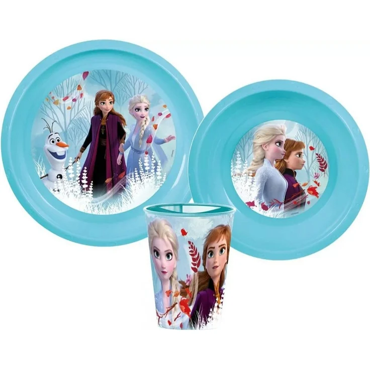 Disney Kindergeschirr-Set Disney Die Eiskönigin Elsa Kinder Geschirr-Set 3 teilig (3-tlg), 1 Personen, Kunststoff, Teller Schüssel Becher – Bild 2