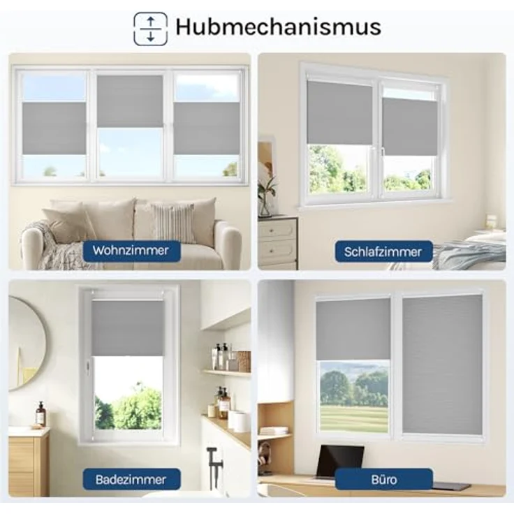 WOLTU Wabenplissee ohne Bohren Verdunklung Thermo Doppelplissee Klemmfix Zweifarbig 60x130 cm Grau-Weiß, Plissee Faltrollo Sonnen-, Sicht- & Schallschutz, Jalousie Plisseerollo für Fenster & Tür – Bild 9