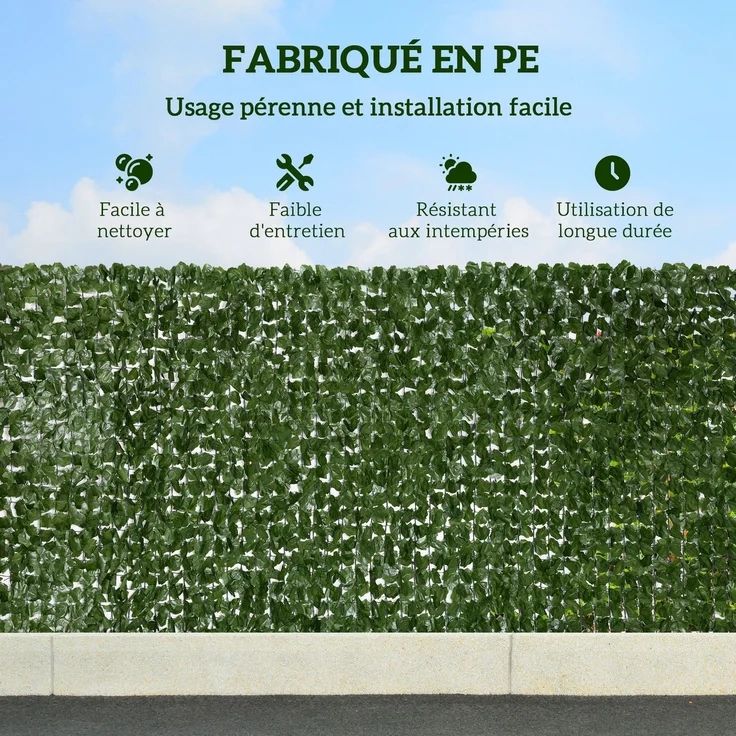 MELAYR, Künstliche Hecke, Sichtschutz, dekorative Rolle, 3 m lang x 1,5 m hoch, realistisches Laub, UV-beständig, Grün – Bild 6