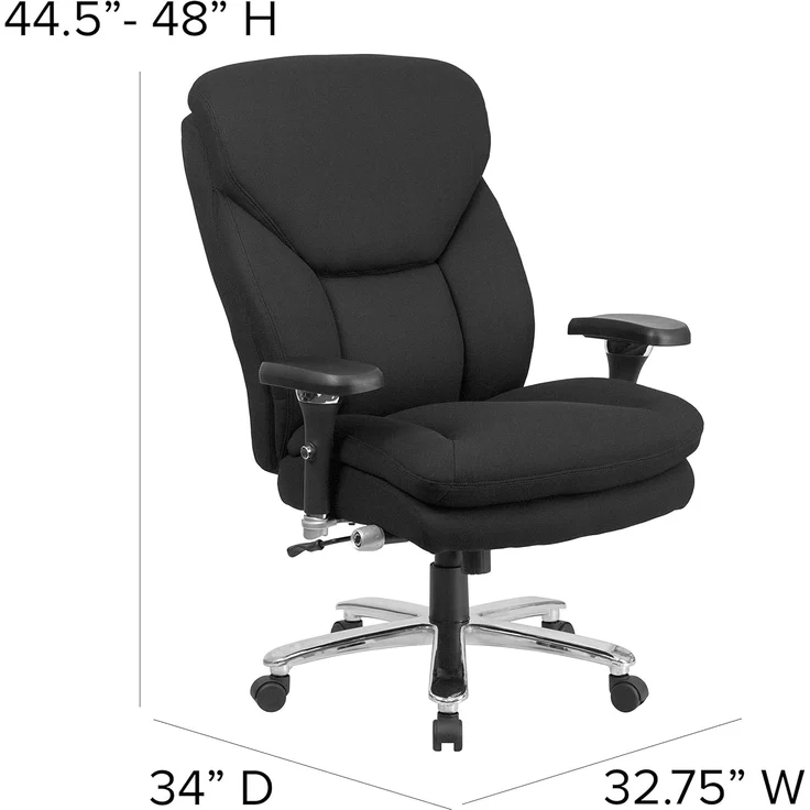 Flash Furniture Hercules Serie 24/7 Bürostuhl für intensiven Gebrauch, groß und hoch, 180 kg, schwarzer Stoff, ergonomischer Chefsessel mit Lendenknauf – Bild 3