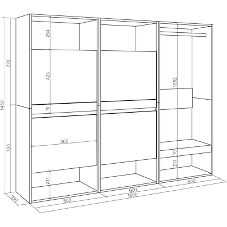 Skraut Home | Schuhregal, Schuhschrank | Schuhaufbewahrung | 180x145x35 cm | Für Schlafzimmer, Zimmer | Offener Kleiderschrank | Moderner Stil | Eiche – Bild 3