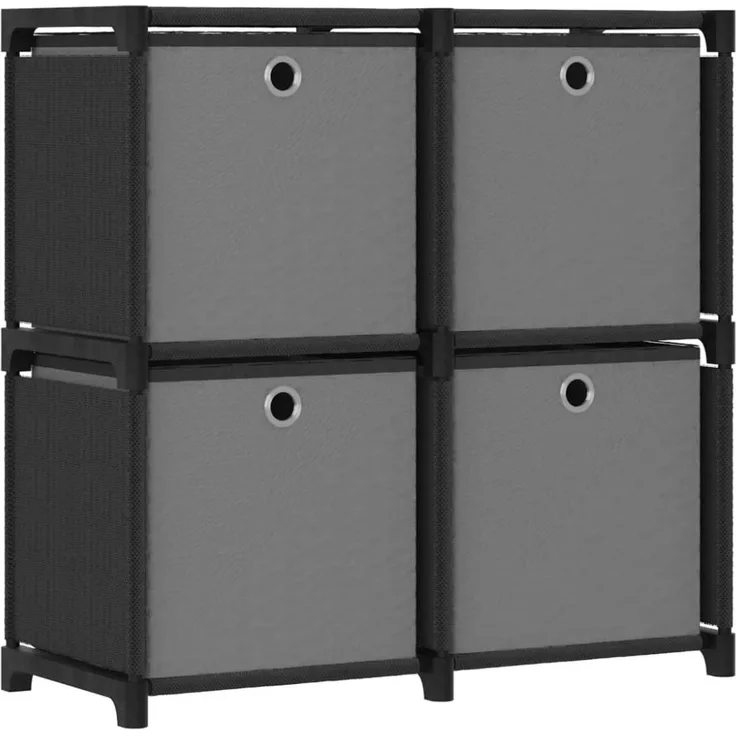 vidaXL Würfelregal mit 4 Boxen Schwarz 69x30x72,5 cm Stoff 322599