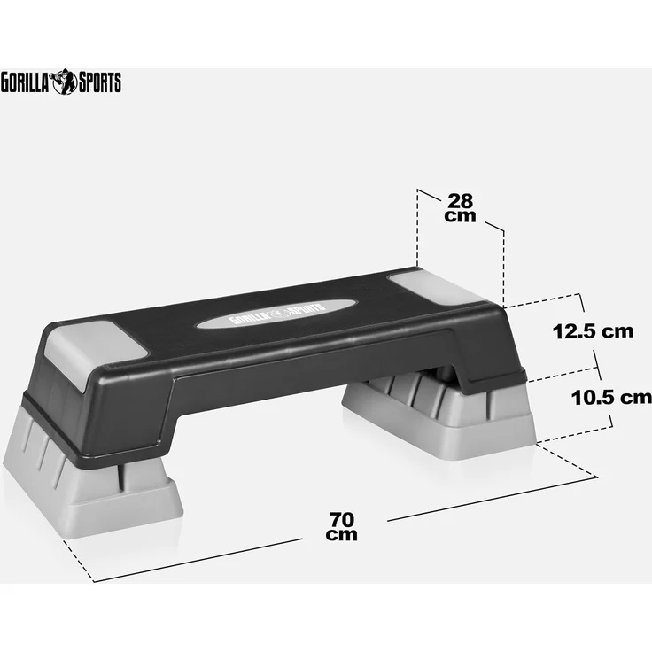 GORILLA SPORTS Stepper Höhenverstellbar (3 Stufen), Rutschfest, bis 200/300 kg, Grau-Schwarz – Bild 6