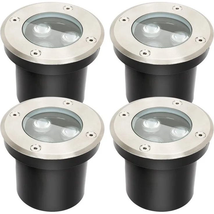 Clanmacy LED Einbaustrahler 3W LED Bodenleuchte Beleuchtung Bodenstrahler Aussen-Beleuchtung, 4er, LED wechselbar, Warmweiß