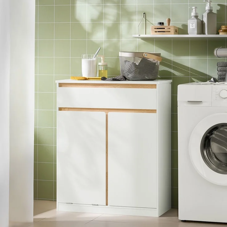 SoBuy BZR79-W Wäscheschrank, MDF, Lackiert, Weiß, 71 x 85 x 33 cm – Bild 9