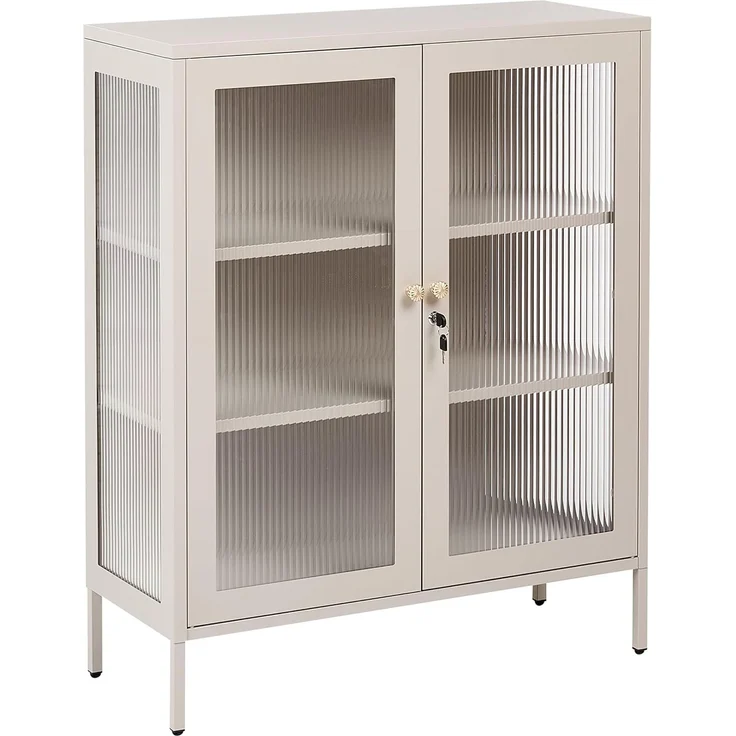 Vitrine mit Glastüren HARLYN 90 cm Metall Beige – Bild 1