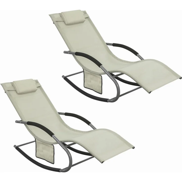 SoBuy Gartenliege OGS28x2, 2-er Set Swingliege Schaukelliege Sonnenliege Liegestuhl mit Tasche – Bild 1