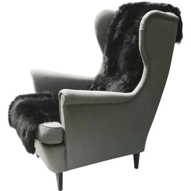 Lammfell Sesselauflage 160 x 50 cm Schwarz – Bild 2