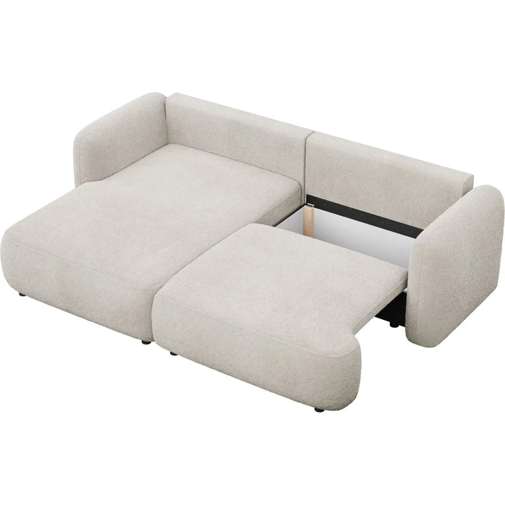 Selsey Tvoya Ecksofa mit Schlaffunktion, Ottomane links, Bouclé Hellbeige – Bild 7