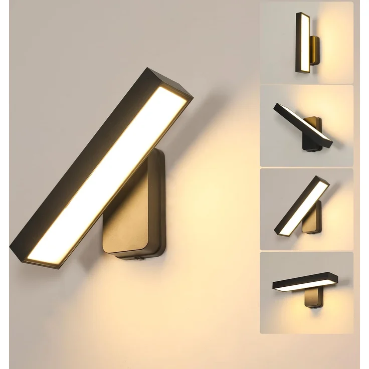 Goeco LED Wandleuchte Aussen/Innen, 17W Wasserdicht IP65 Außenwandleuchte Schwarz Wandlampe Außen Warmweiß 3000K mit 350° Drehbar LED Panel für Garten, Terrasse, Flur und Wohnzimmer
