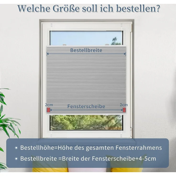 Verdunklungsplissee Klemmfix ohne Weiß-hellgrau B65 x H130 cm – Bild 6