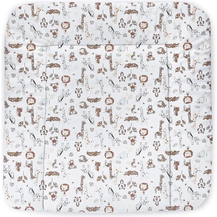 Balbina® Wickelunterlage aus Baumwolle weiche Wickeltischauflage für Wickelkommoden waschbar 75x85 I Tiere im Zoo – Bild 1
