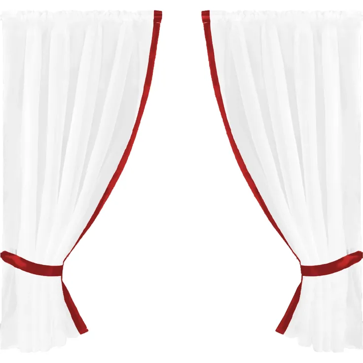 Gardinenset mit Stangendurchzug, Serie: Satin ca. 140x120 cm Auswahl: rot - bordeaux