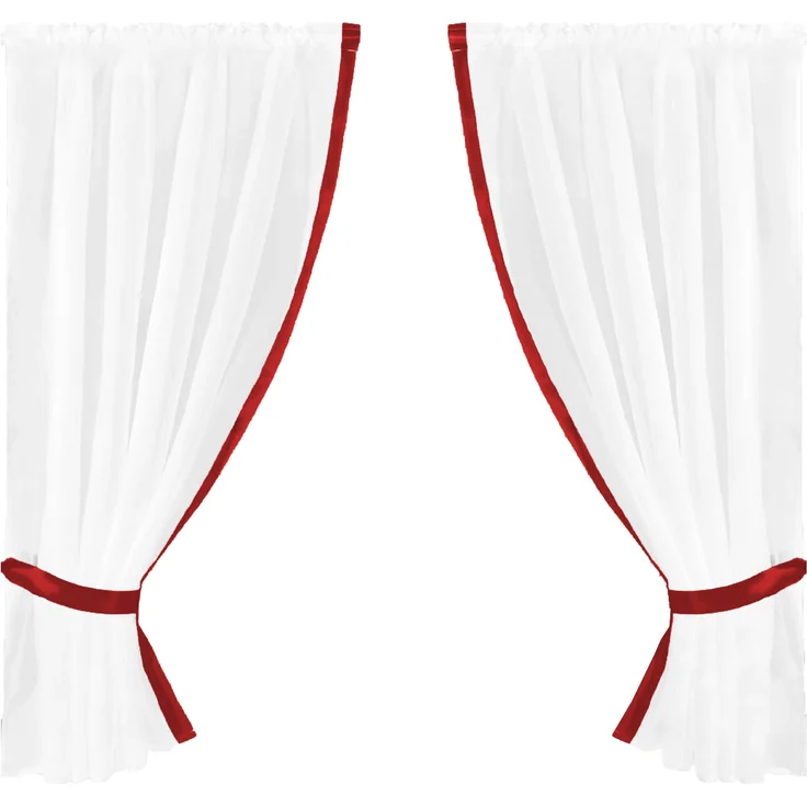 Gardinenset mit Stangendurchzug, Serie: Satin ca. 140x120 cm Auswahl: rot - bordeaux – Bild 1