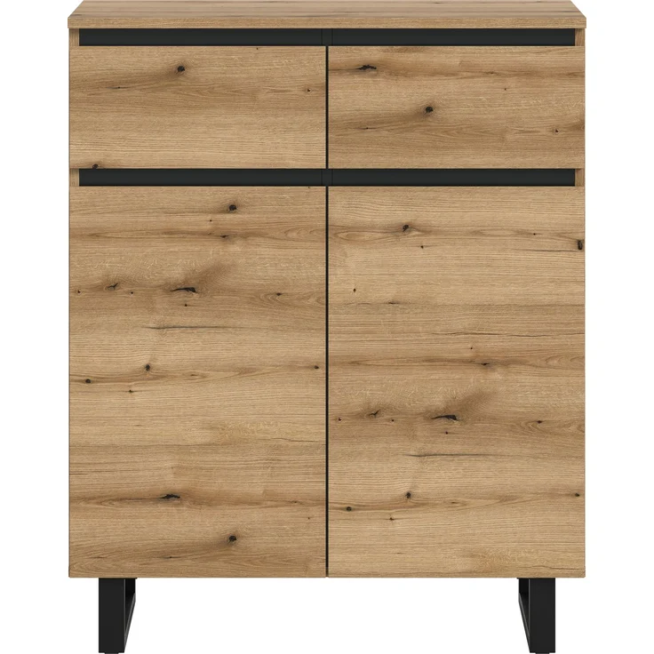 Kommode B/H/T: 80x99x36 cm in Evoke Oak Nachbildung und schwarz – Bild 2