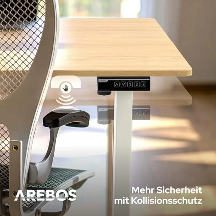 Arebos Schreibtisch Computer-Bürotisch 120 x 60 cm, elektrisch Memory-Funktion, 72-118 cm höhenverstellbar, Hebekapazität: 50 kg – Bild 7