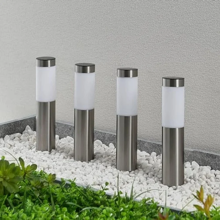 Lindby Außen-Stehlampe Sirita, LED, Edelstahl Alu tageslicht IP44, 1 x 0,2 W LED, tageslicht – Bild 3