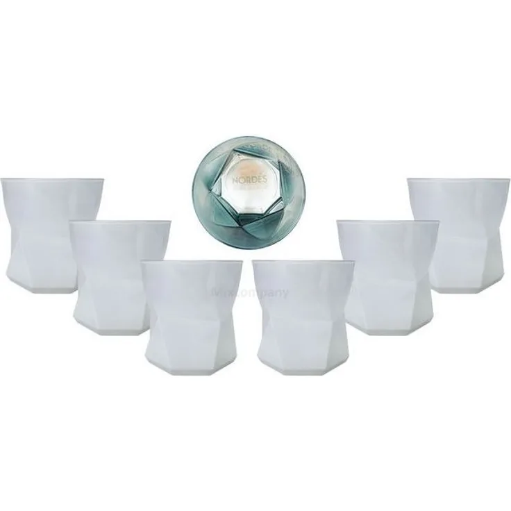 Nordés Atlantic Galician Gin Tumbler Set – 6× Relief Cube Design Becher | Original Gin Glas