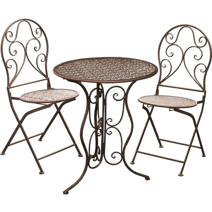 HTI-Living Balkonset Tischgruppe Lani Antik, (Set, 3-tlg, 1x Tisch, 2x Stühle), Sitzgruppe Metall Garten nostalgisch – Bild 4