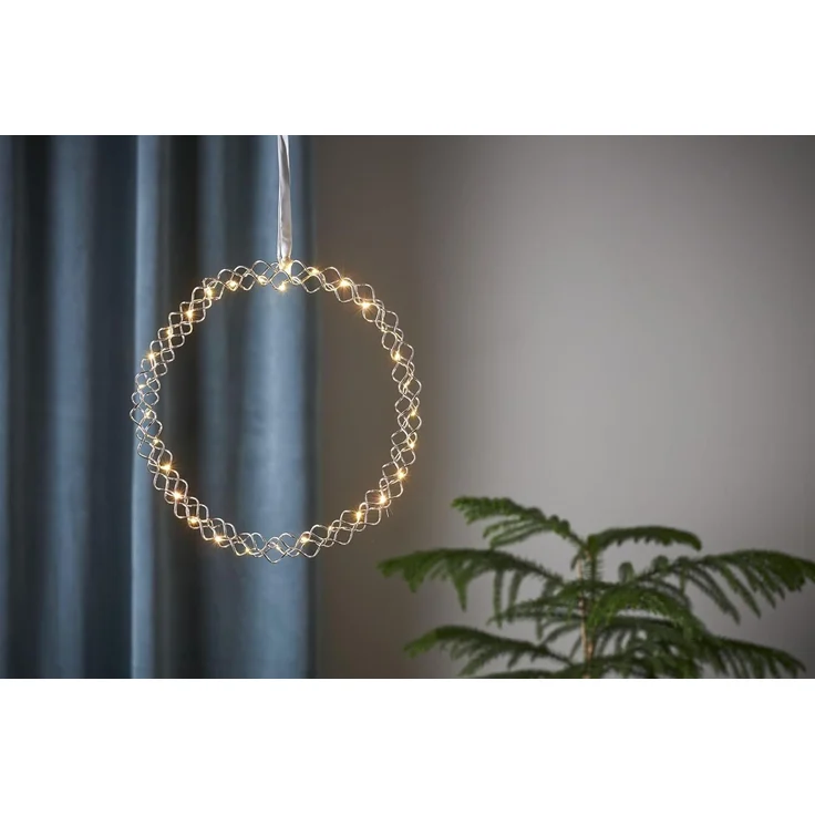LED-Kranz "Hoop", Chrom, 30cm Ø, 30 warmweiße LED – Bild 4