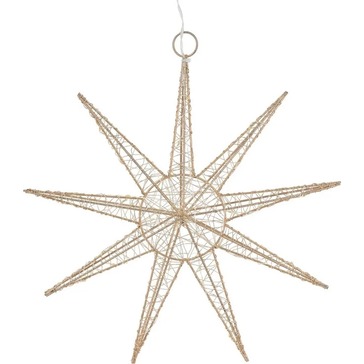 ECD Germany LED Stern Weihnachtsstern Weihnachten Schneeflocke Weihnachtsdeko Fensterdeko, LED 30cm warmweiß Gold batteriebetrieben Metall mit Timer – Bild 1