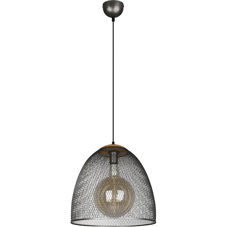 Pendelleuchte, Gitteroptik, Holz, silber, H 150 cm – Bild 1