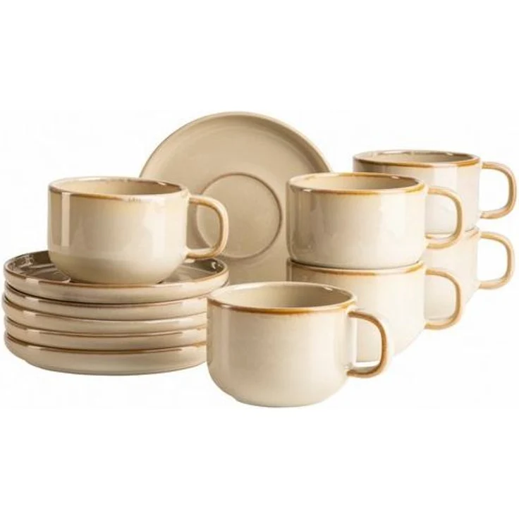 MÄSER Tasse Kaffeetassen-Set Cordelia, aus Steinzeug, Steinzeug, 12er Set, bestehend aus 6 Tassen und 6 Untertassen – Bild 3