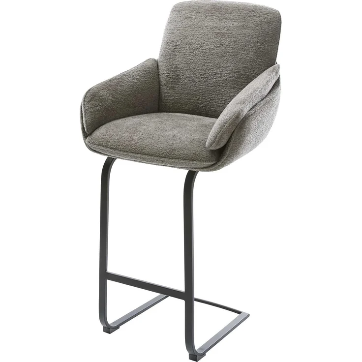 Barstuhl Luan-Flex Bouclé Soft Schlamm Freischwinger Flach Metall Schwarz – Bild 1