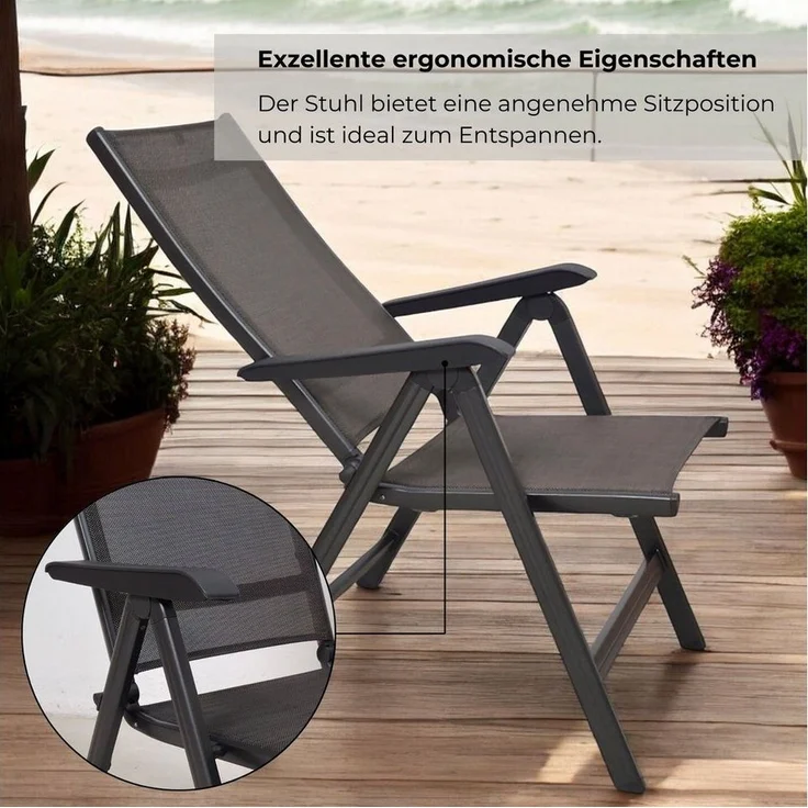 KETTLER BASIC BASE Klappsessel Multipositionssessel Anthrazit / Bronze – Bild 3